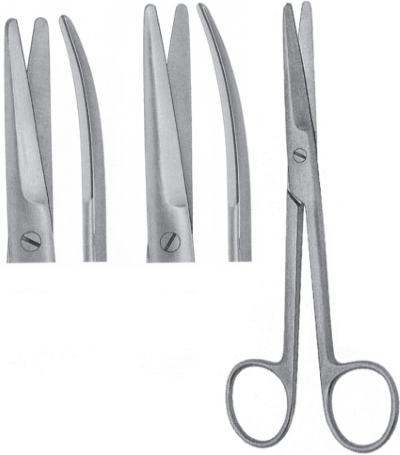 Ножиці Мейо, вертикально-зігнуті, тупокінцеві, 170 мм RAJ IMPEX 04-153